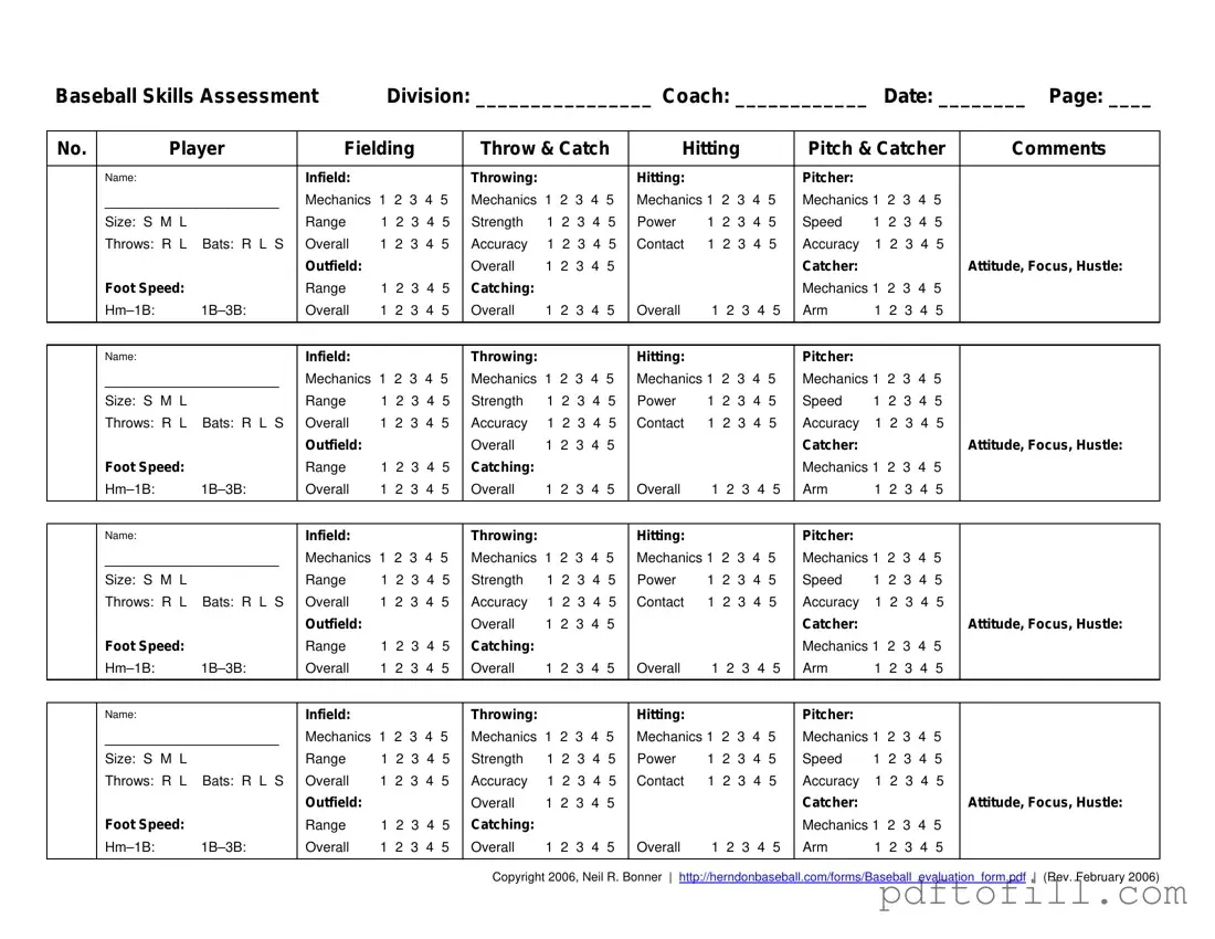 Free Baseball Assessment PDF Form
