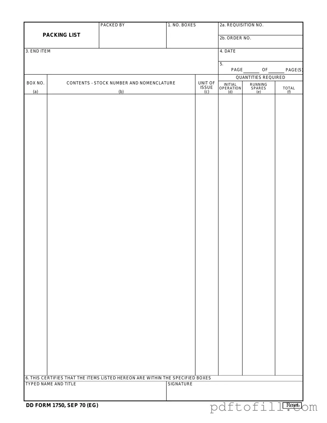 Free Dd 1750 PDF Form