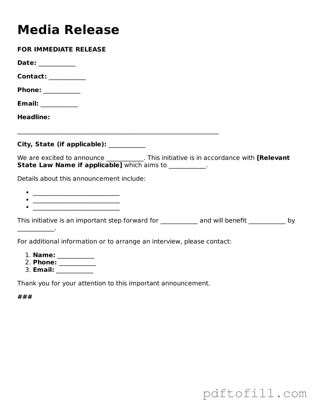 Printable Media Release Template