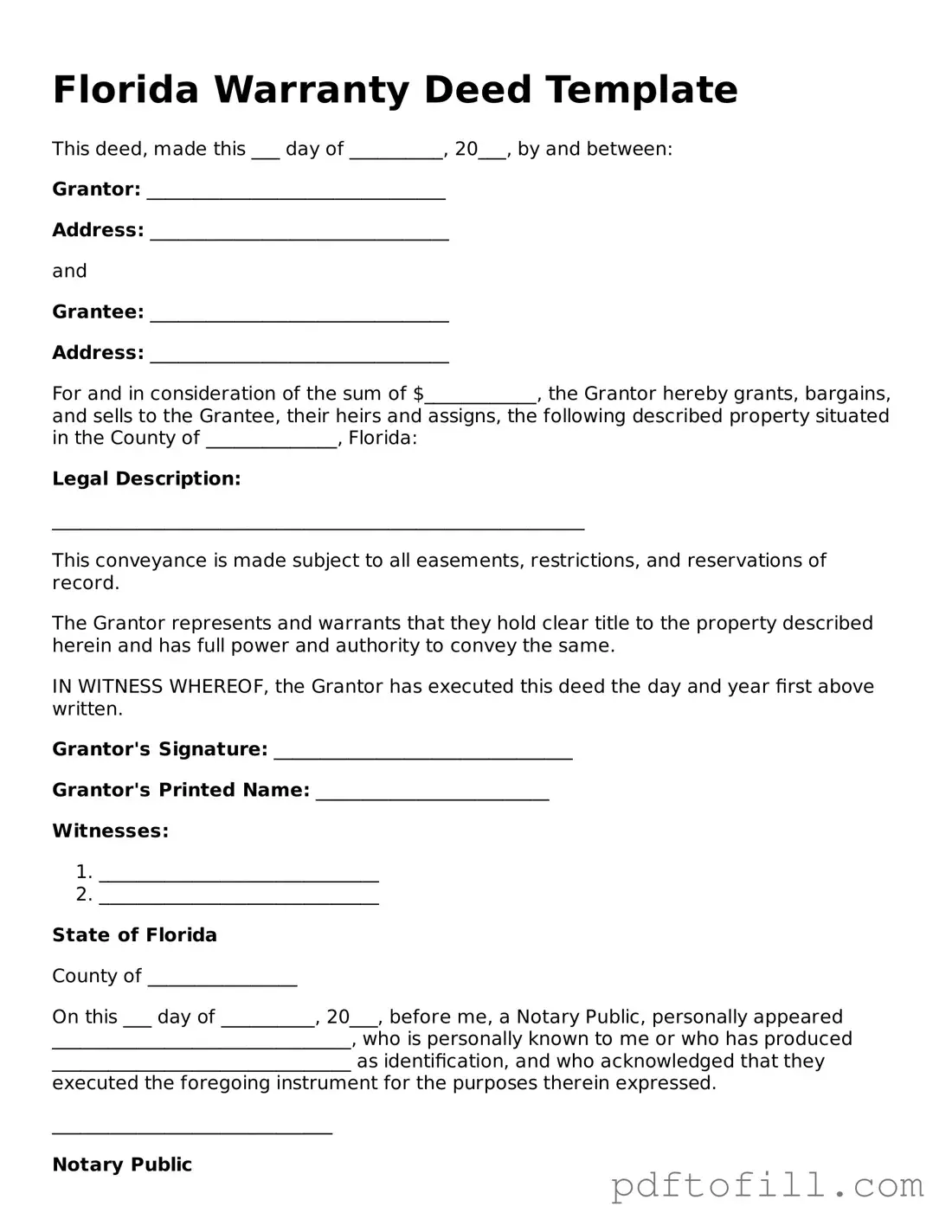Official Florida Deed Form
