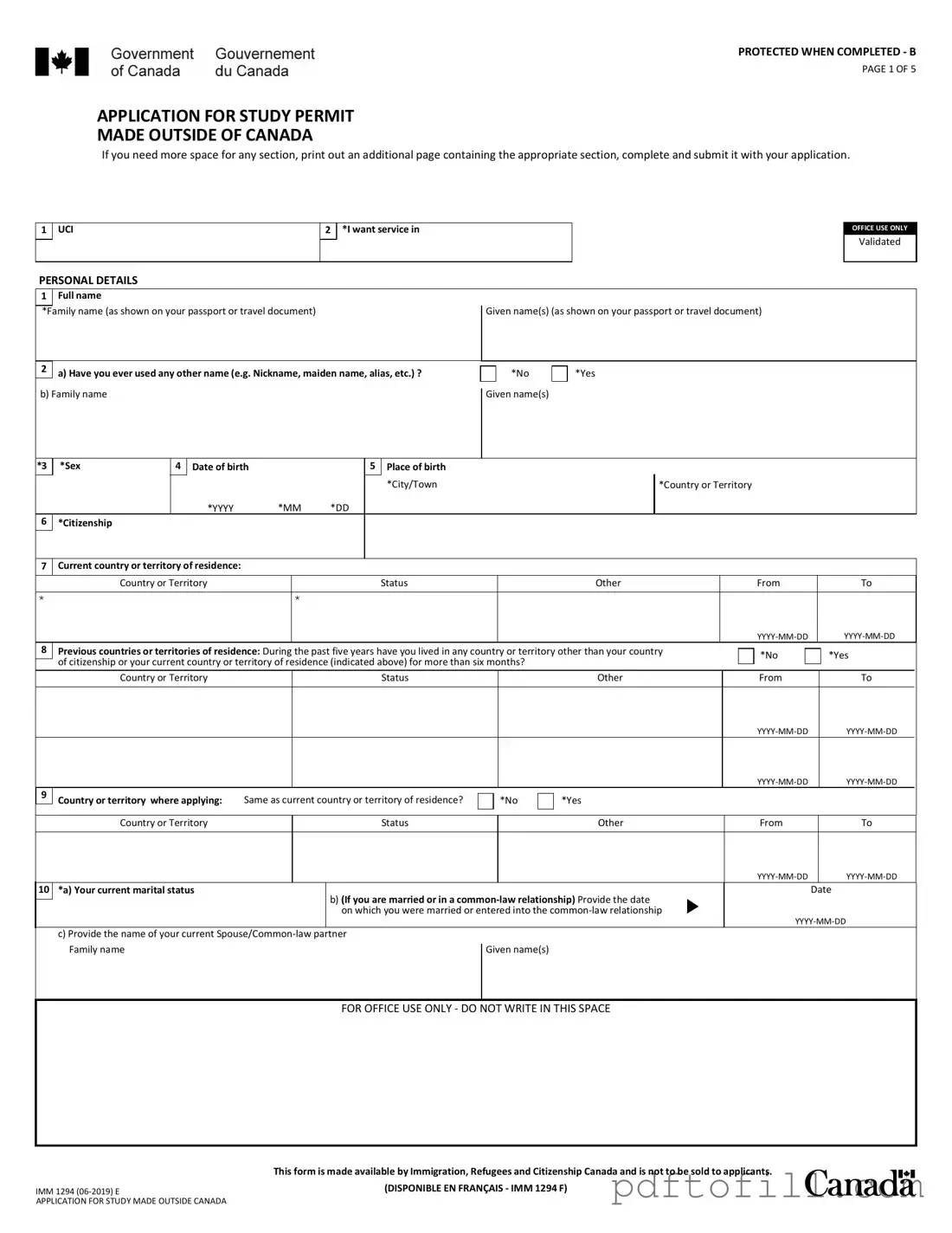Free Imm 1294 PDF Form