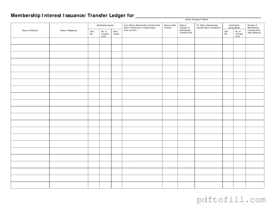 Free Membership Ledger PDF Form