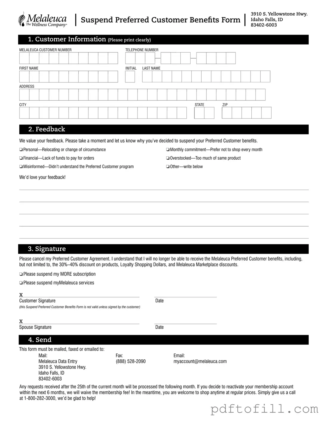 Free Melaleuca Cancellation PDF Form