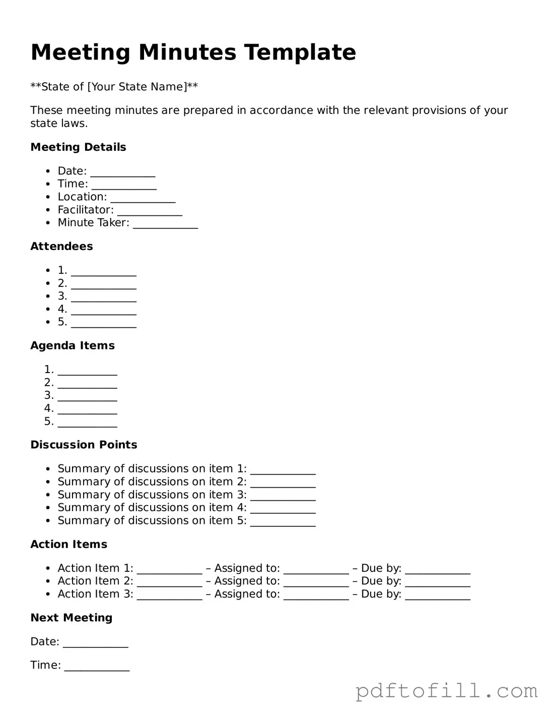 Printable Meeting Minutes Template