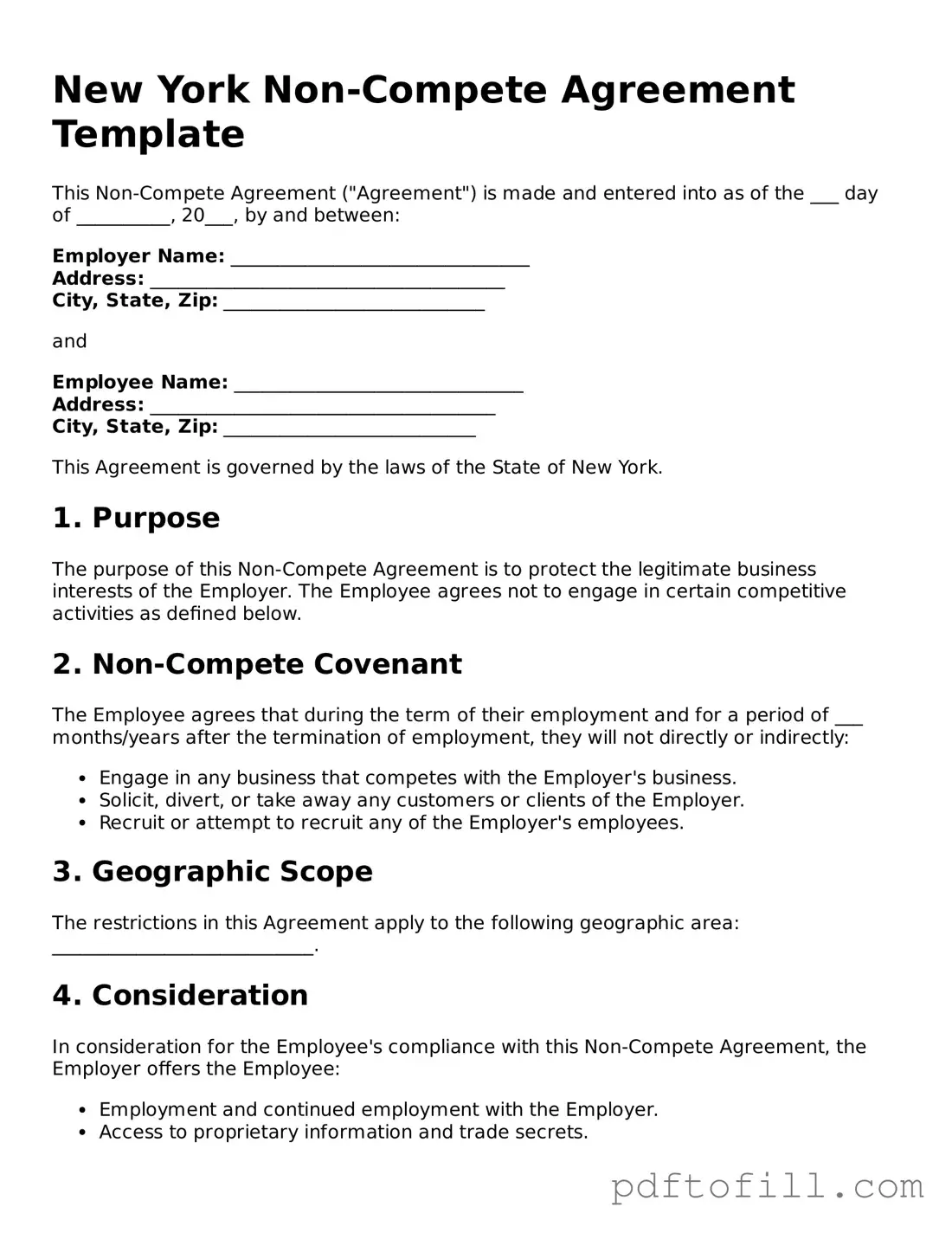 Official New York Non-compete Agreement Form