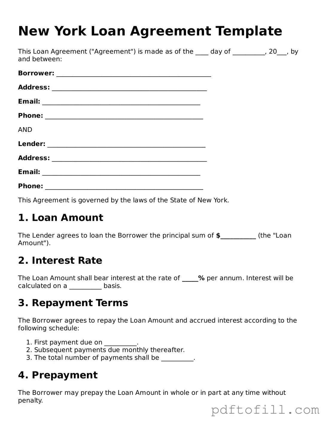 Official New York Loan Agreement Form