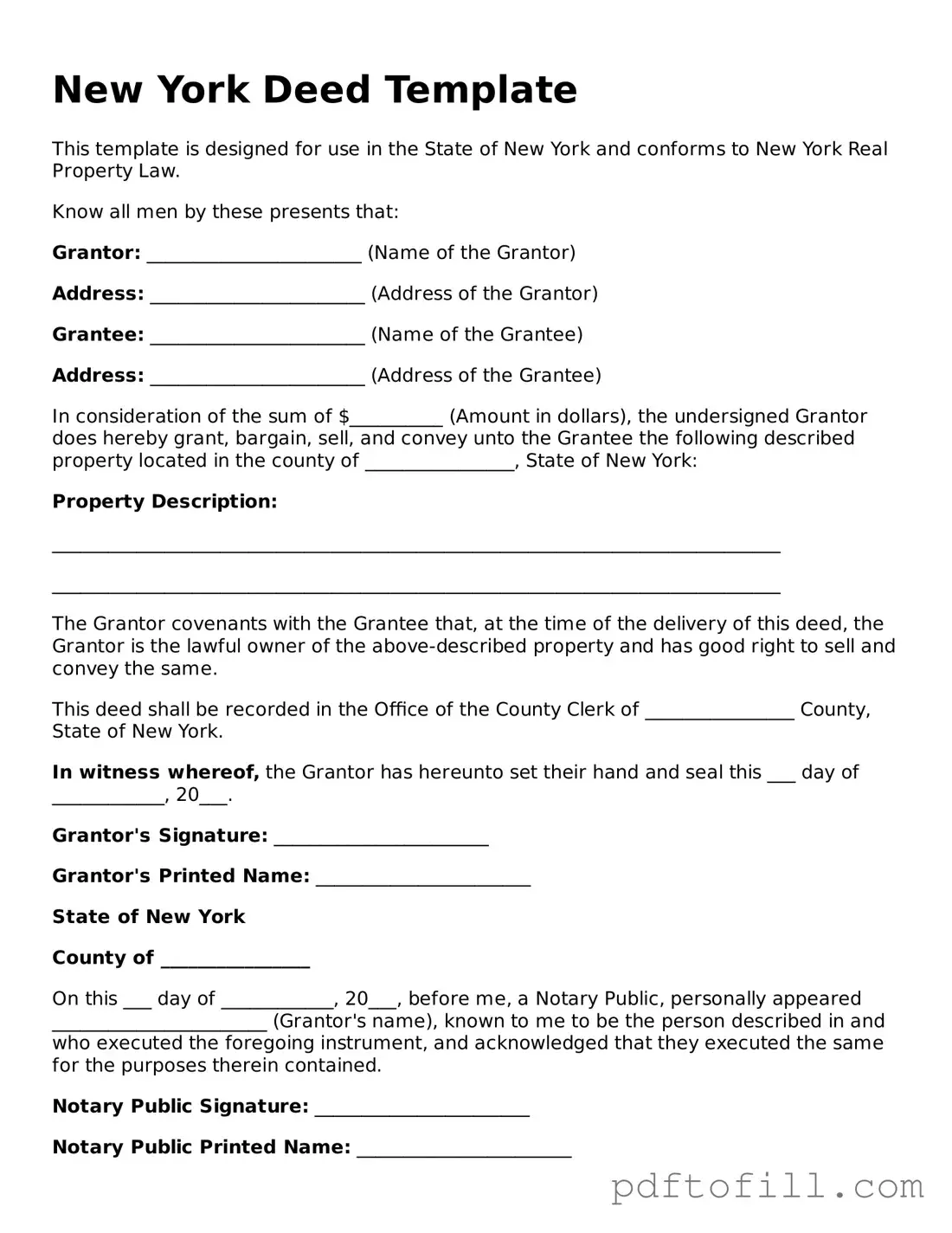Official New York Deed Form