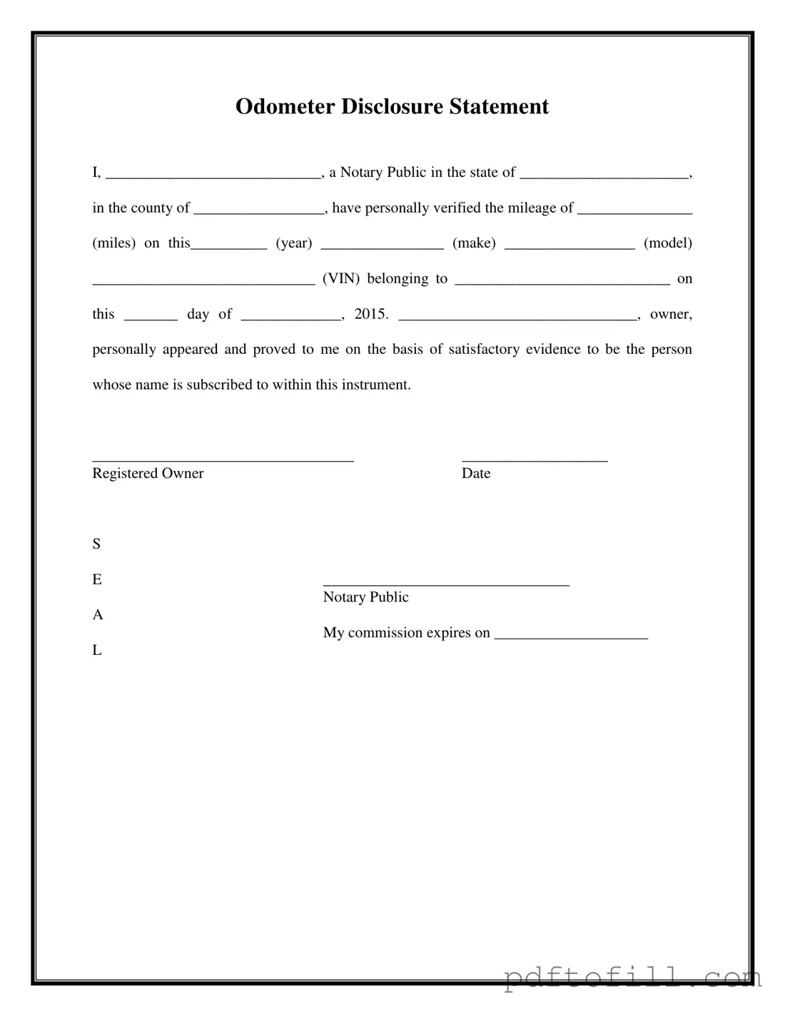 Free Notarized Odometer Statement PDF Form