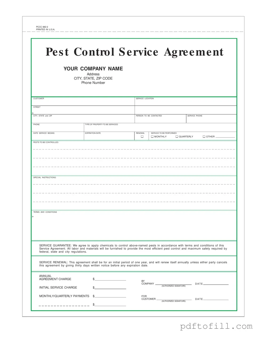 Free Pest Control Contract PDF Form