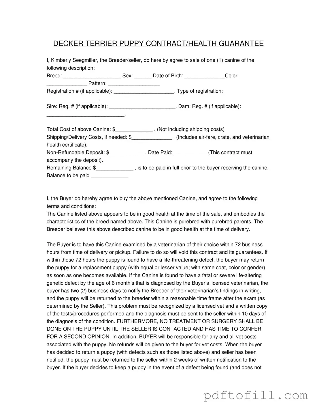 Free Health Guarantee PDF Form