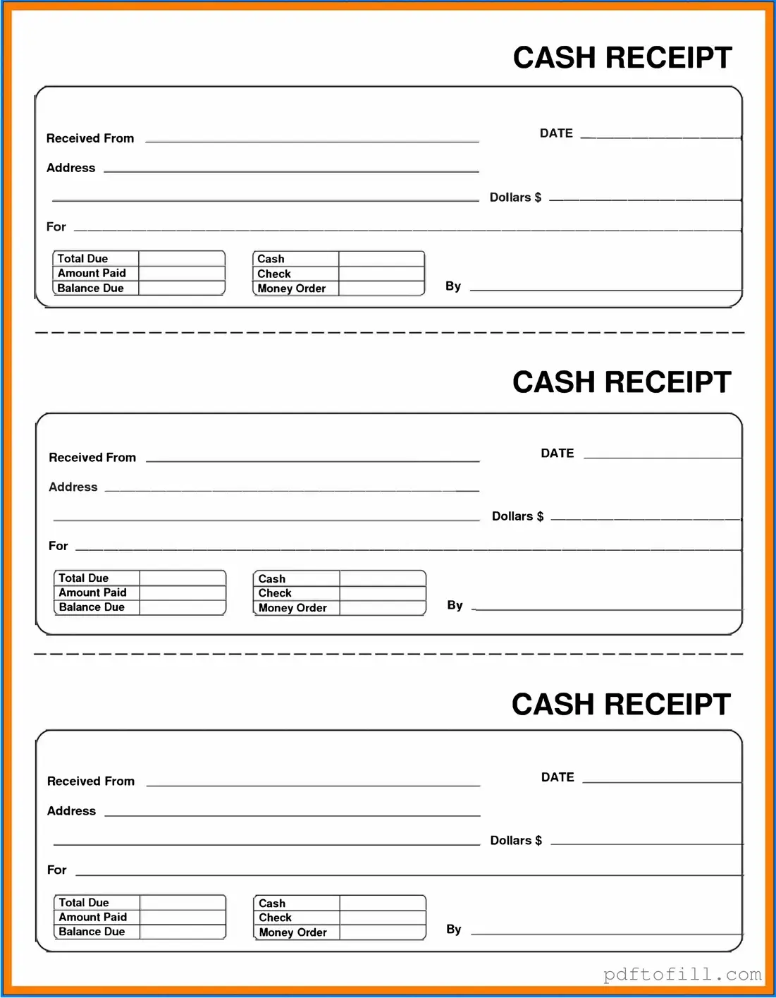 Free Cash Receipt PDF Form