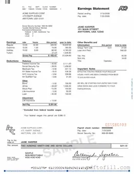Free Adp Pay Stub PDF Form