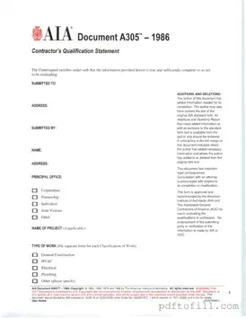 Free AIA A305 PDF Form