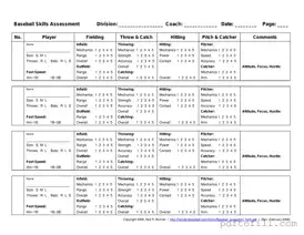 Free Baseball Assessment PDF Form