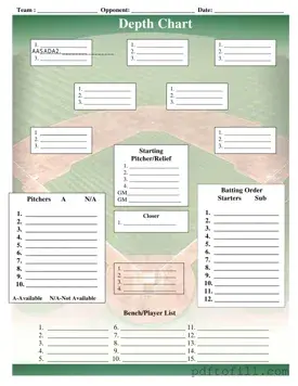 Free Baseball Field Lineup PDF Form