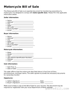 Printable Motorcycle Bill of Sale Template