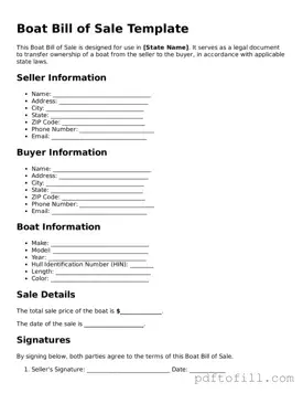 Printable Boat Bill of Sale Template