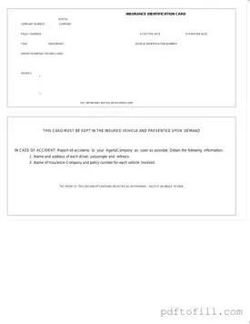 Free Auto Insurance Card PDF Form