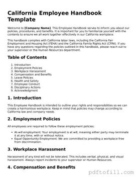 Official California Employee Handbook Form