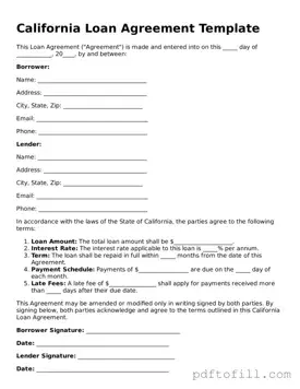 Official California Loan Agreement Form