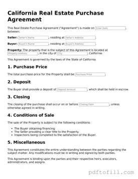 Official California Real Estate Purchase Agreement Form