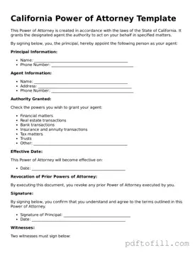 Official California Power of Attorney Form