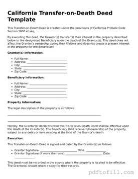 Official California Transfer-on-Death Deed Form