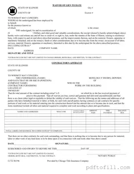 Free Chicago Title Waiver Format PDF Form