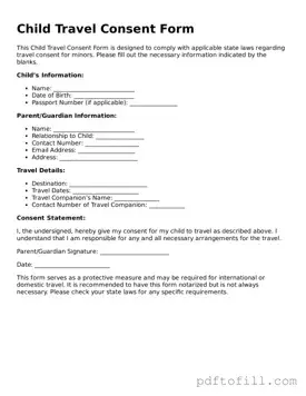 Printable Child Travel Consent Form Template