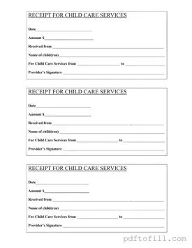 Free Childcare Receipt PDF Form