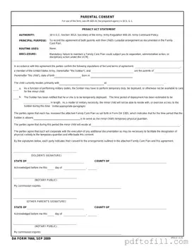 Free DA 7666 PDF Form