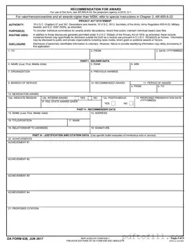 Free Da 638 PDF Form