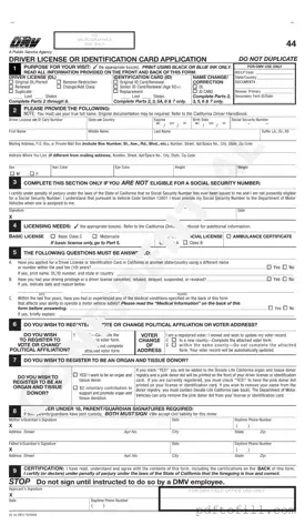 Free Ca Dmv Dl 44 PDF Form