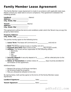 Printable Family Member Lease Agreement Template