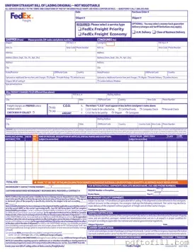 Free Fedex Bill Of Lading PDF Form