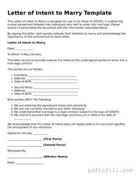 Printable Letter of Intent to Marry Template