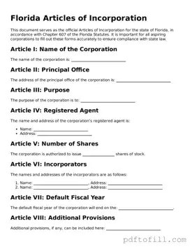 Official Florida Articles of Incorporation Form