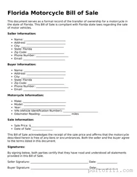 Official Florida Motorcycle Bill of Sale Form
