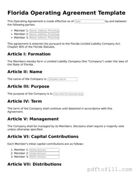Official Florida Operating Agreement Form