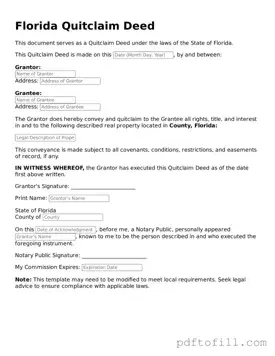 Official Florida Quitclaim Deed Form