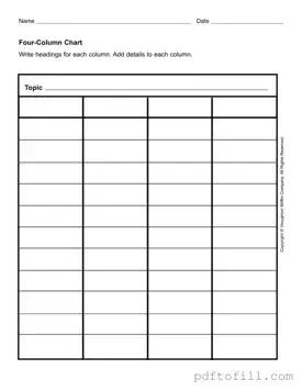 Free Four Column Chart PDF Form