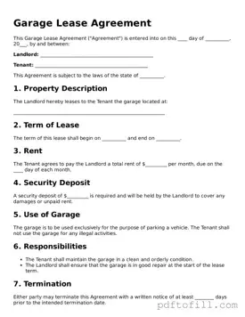 Printable Garage Lease Agreement Template