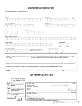 Free Generic Direct Deposit PDF Form