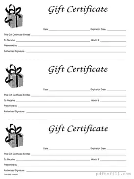 Free Gift Certificate PDF Form