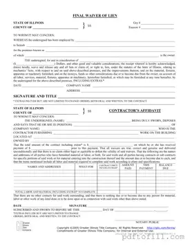 Free Illinois Final Waiver Of Lien PDF Form