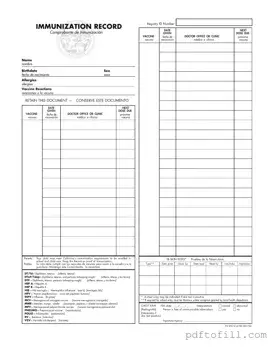 Free Immunization Record PDF Form