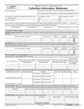 Free IRS 433-F PDF Form
