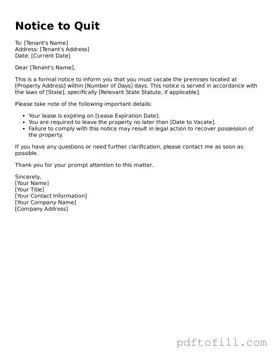 Printable Notice to Quit Template