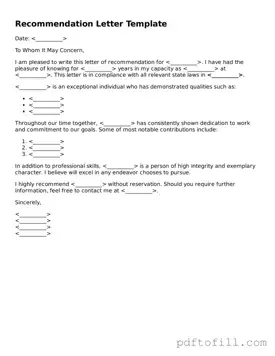 Printable Recommendation Letter Template