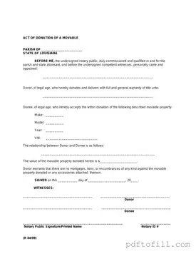 Free Louisiana act of donation PDF Form